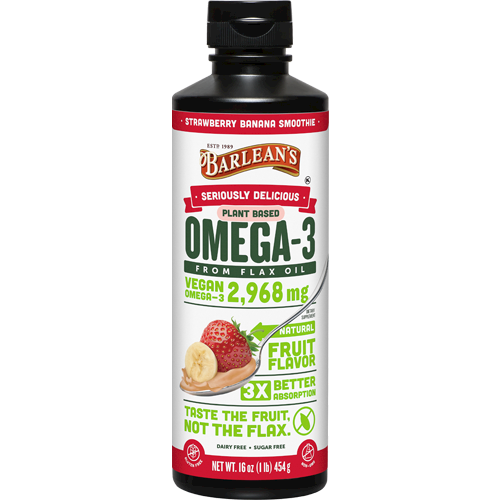 Omega Swirl Flax Oil Strawb Ban 16oz Barlean's Organic Oils B16SB