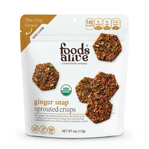 Ginger Snap Sprouted Crisps 4 oz Foods Alive F1041