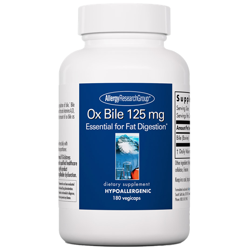Ox Bile 125 mg 180 vcaps Allergy Research Group OXB125
