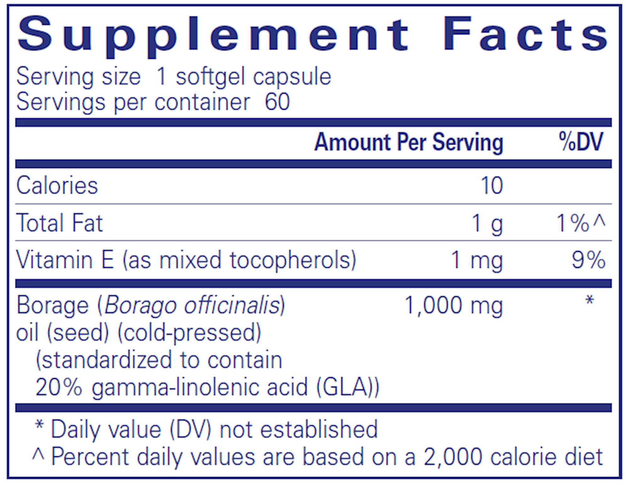 Supplement facts for