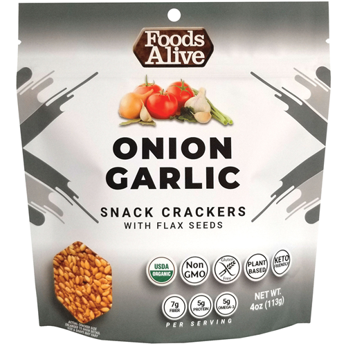 Onion Garlic Flax Crackers Organic Foods Alive FAL058