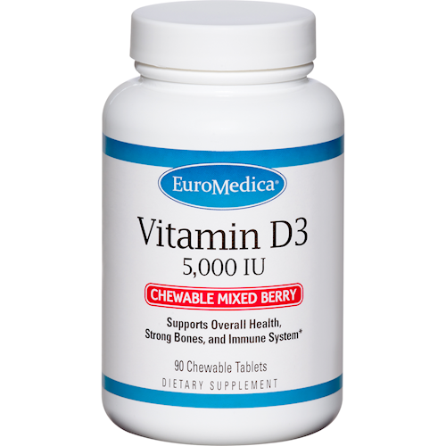 Vitamin D3 5,000IU Mixed Berry 90 Chews EuroMedica E77509