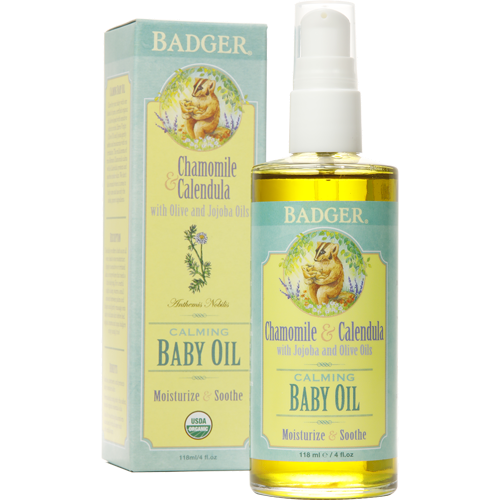Calming Baby Oil Glass Bottle 4 fl oz Badger B84010