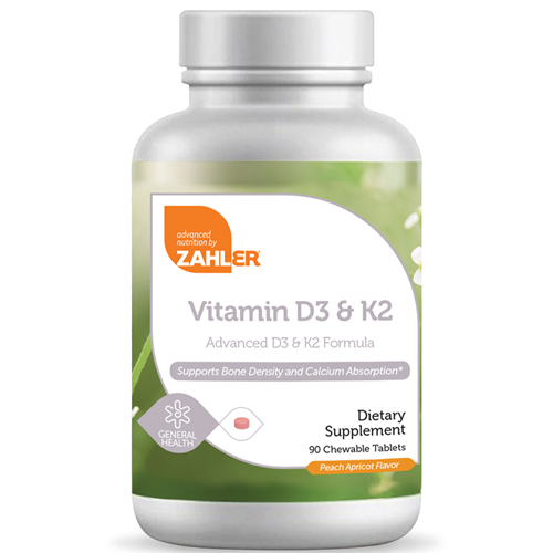 Vitamin D3 & K2 Chewable 90 tabs Advanced Nutrition by Zahler Z8229