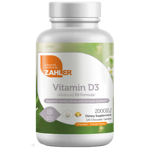 Vitamin D3 2000 IU 120 chew tabs Advanced Nutrition by Zahler Z08151